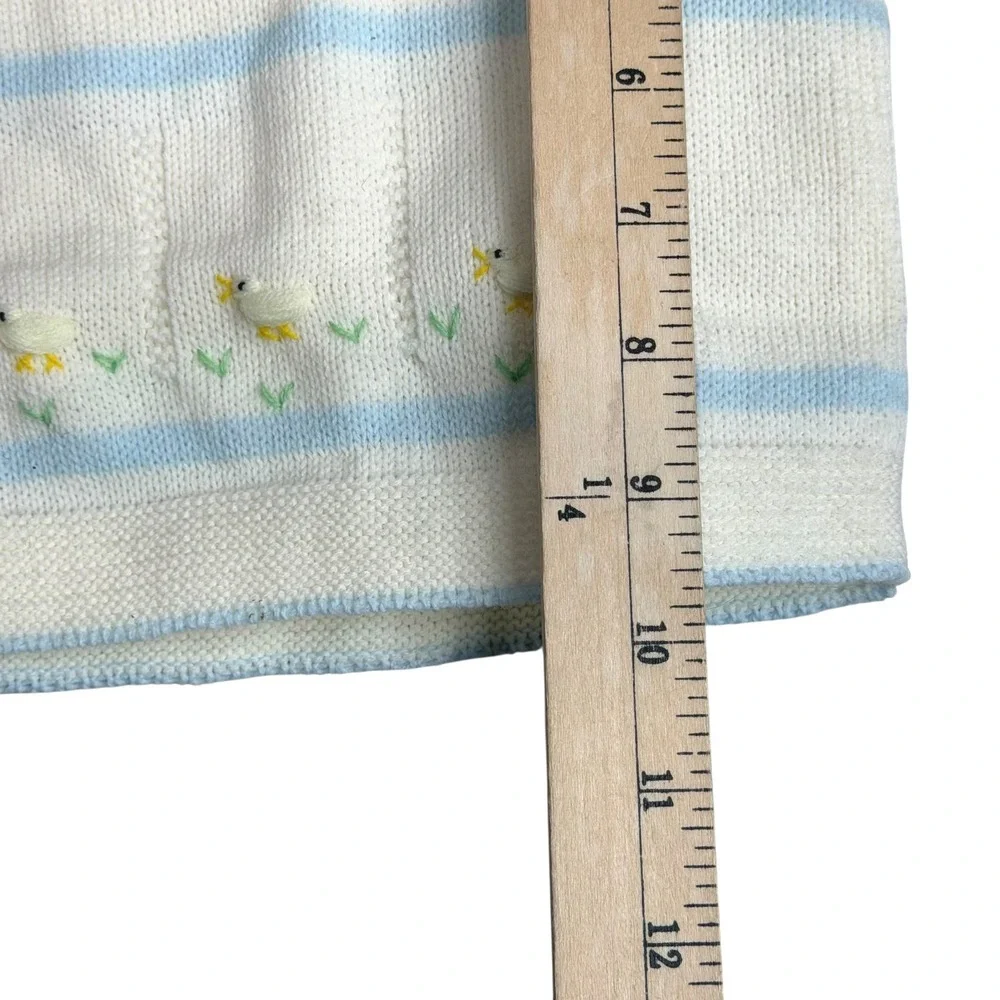 Vintage Zia Flora Italy Knit Sweater Baby 3-6 Months Embroidered Ducks Cute Cozy